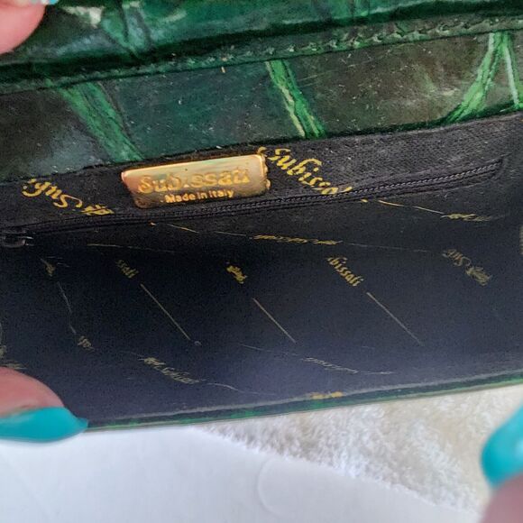 Subissati Green Leather Crossbody Croc Embossed Made in Italy READ DESCRIPTION - Picture 14 of 16